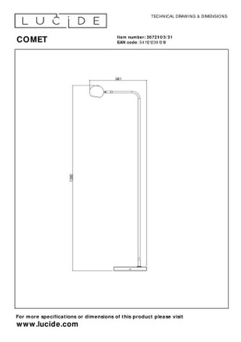 Lucide COMET - Nabíjacia stojaca lampa - Batéria - LED Dim. - 1x3W 2700K - 3 StepDim - Biela